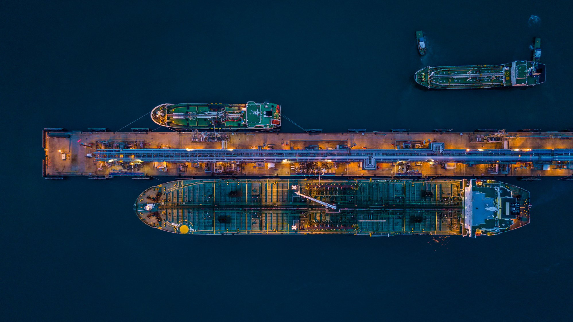 Aerial view Crude oil tanker